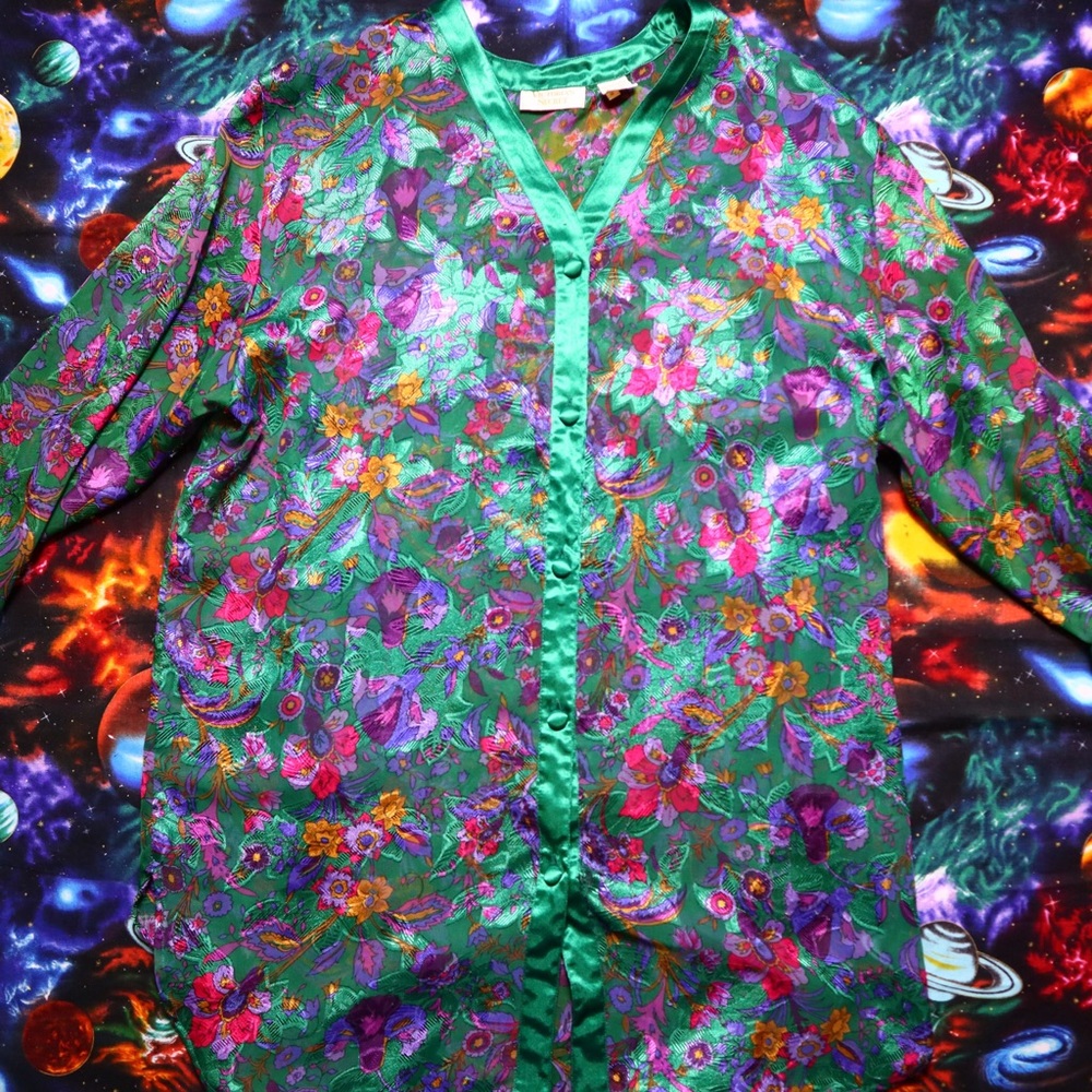 Vtg Victorias Secret Sheer Floral Top